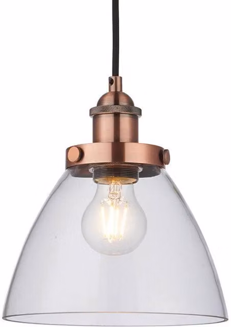 Loops Industrial Hanging Ceiling Pendant Light in Copper and Transparent Glass – 1