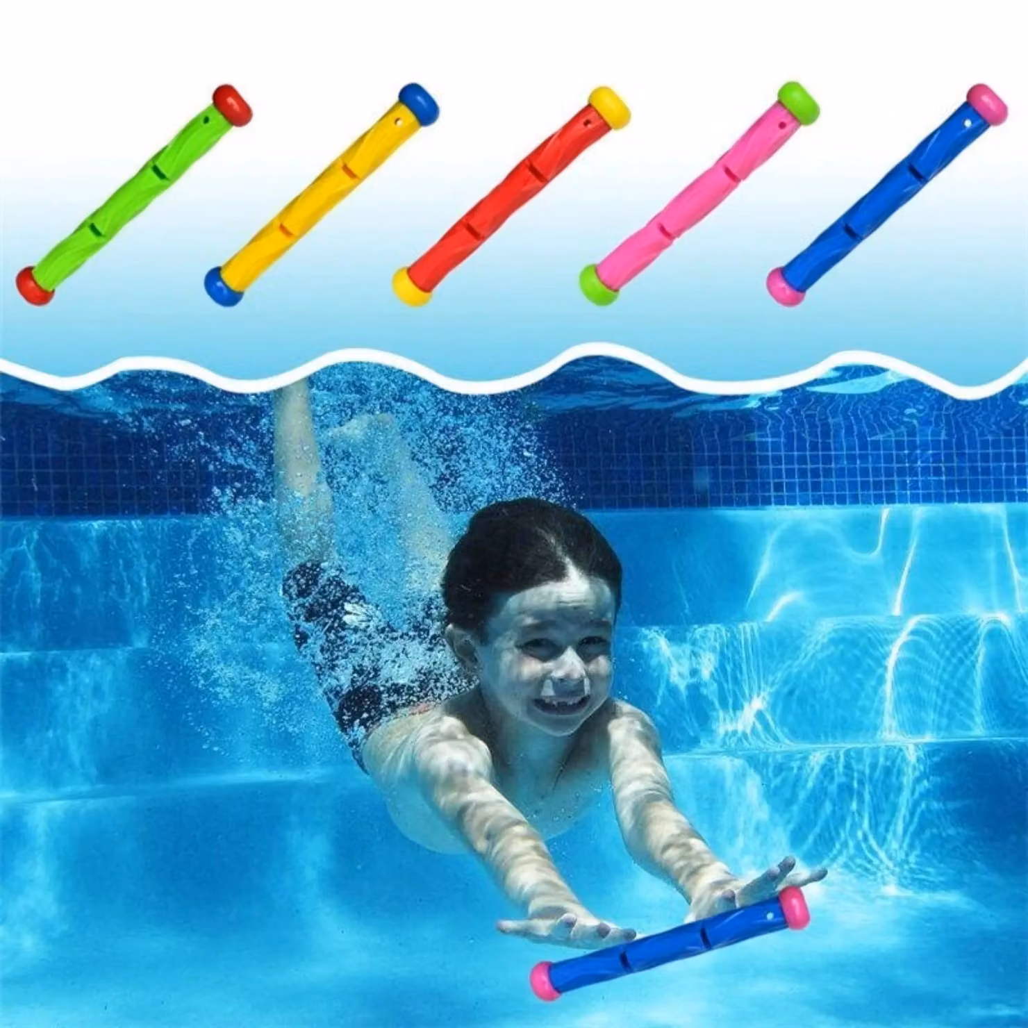 Intex 3 in 1 Underwater Aquatic Toy Set with Dive Balls, Play Sticks and Fish Rings, Multicolour, 1.25kg – 3