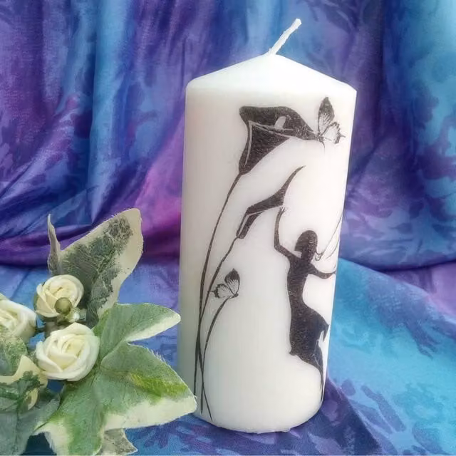 Viki Fairy Pillar Candle, White