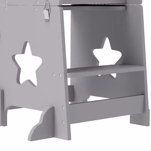 AIYAPLAY 2 in 1 Toddler Step Stool with Safety Rail, Grey, W/D/H: 86.0 x 60.0 x 44.5 cm – 5