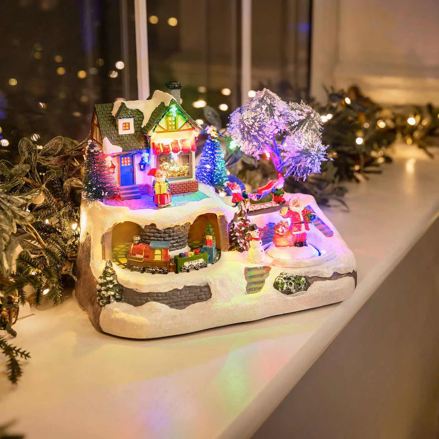 Christow Christmas Village Scene Tabletop Decoration with Multicolour LED Lights – 2
