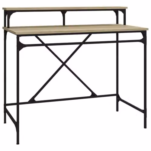vidaXL Industrial Writing Desk in Brown, W/D/H: 100 x 50 x 90 cm, Engineered Wood and Metal