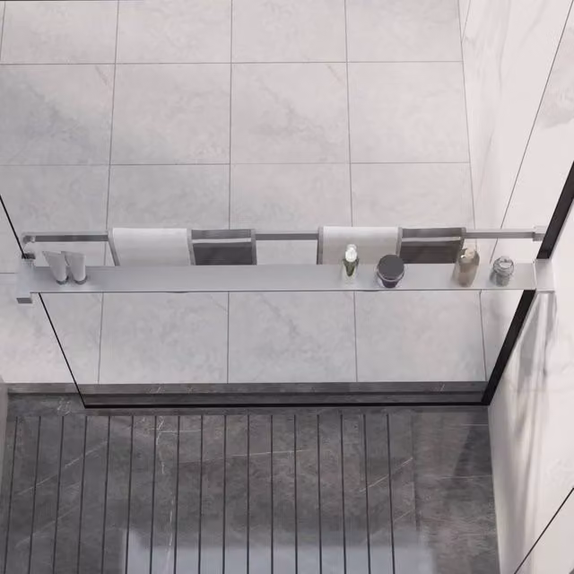 Berkfield Home Wall-Mounted Aluminium Shower Shelf in Silver, 100 cm – 1