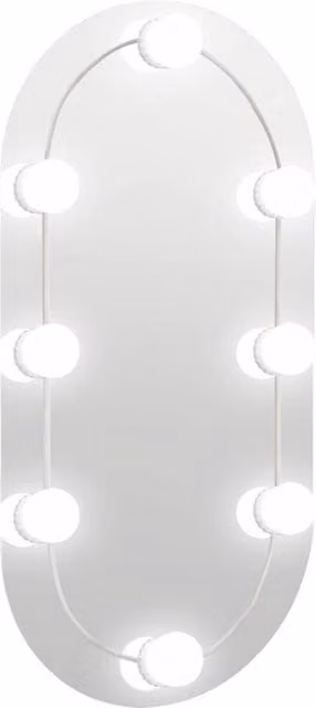 Berkfield Home Oval Glass Wall Mirror with LED Lights in Silver, W: 60 cm, H: 30 cm