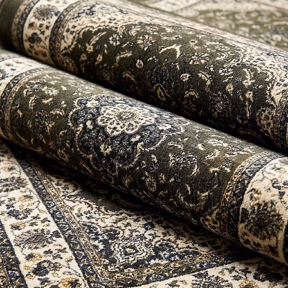 YnysTec Vintage Print Washable Non-Slip Rug in Green, W 60 cm x L 110 cm – 6