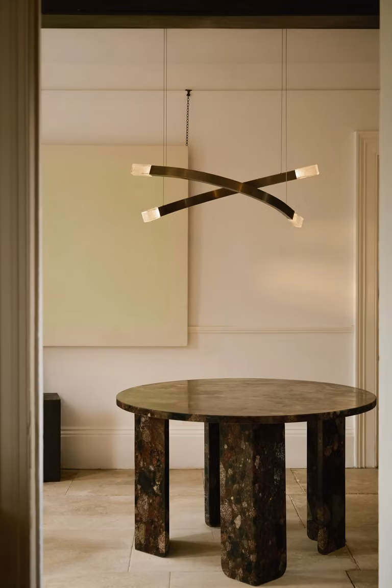 CTO Lighting Trace Linear X Pendant in Gold/Brass Metal and Glass