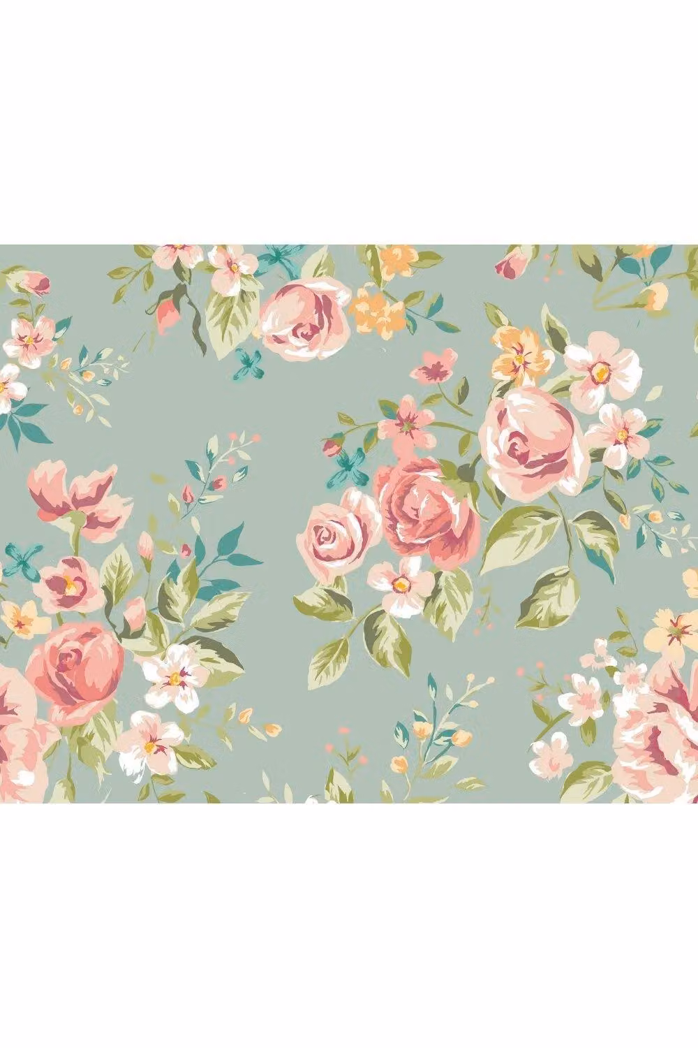 Origin Murals Flowery Floral Wall Mural in Duck Egg Blue, W: 350 cm, H: 280 cm – 2