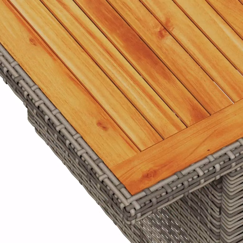 Berkfield Home Grey Poly Rattan and Acacia Wood Garden Table W/D/H: 100 x 55 x 73 cm – 4