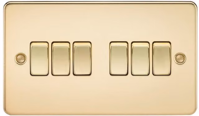 Knightsbridge FP4200PB Polished Brass Flush Plate 2-Way Switch
