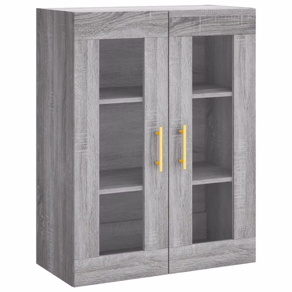 Berkfield Home Wall Mounted Cabinet in Grey with Glass Doors, W: 69.5 cm, D: 34 cm, H: 90 cm – 2