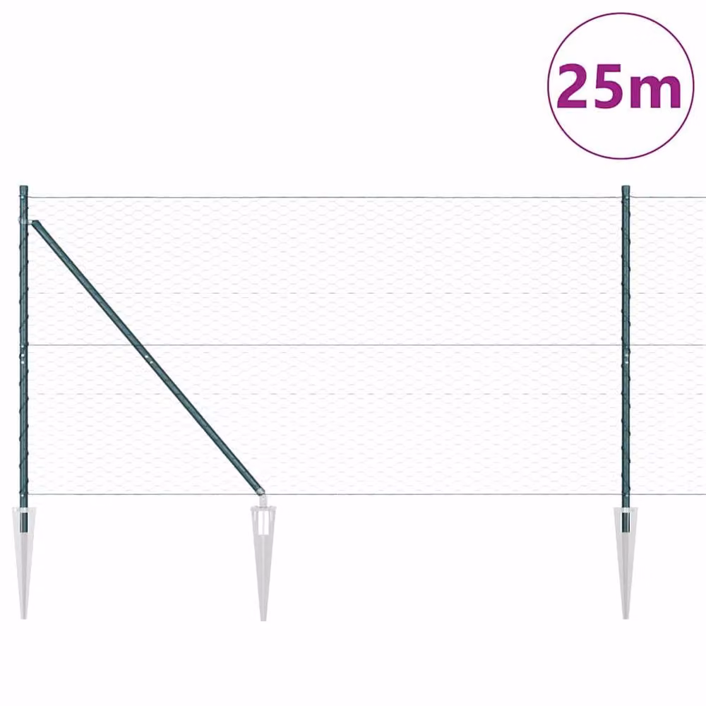 Berkfield Home Green Steel Fencing Set of 2, Length: 25 m, Height: 1.2 m – 1