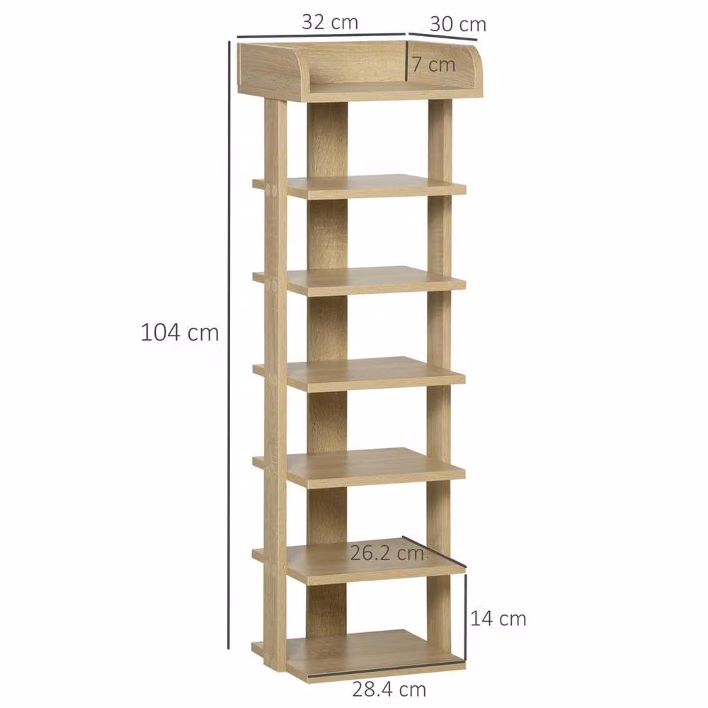 KORVIXA 7 Tier Freestanding Shoe Rack Organizer in Beige, W: 100 cm x H: 100 cm – 2