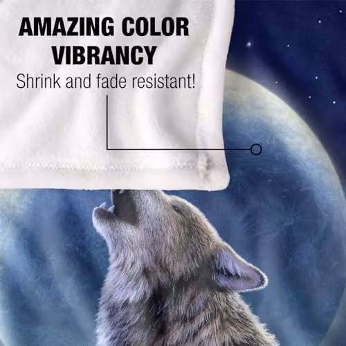 JQ Licensing Jlo Howling Wolf Moon Super Soft Fleece Throw Blanket, Multicolour, W: 91 cm, D: 147 cm – 3