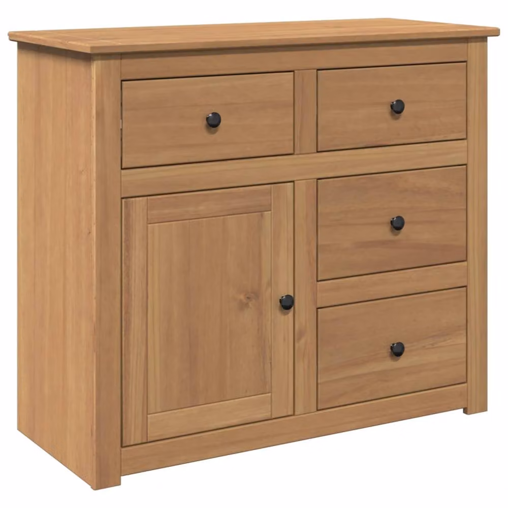 Berkfield Home Panama Sideboard with Drawers in Brown Waxed Solid Pine Wood, W/D/H: 93 x 40 x 80 cm – 2