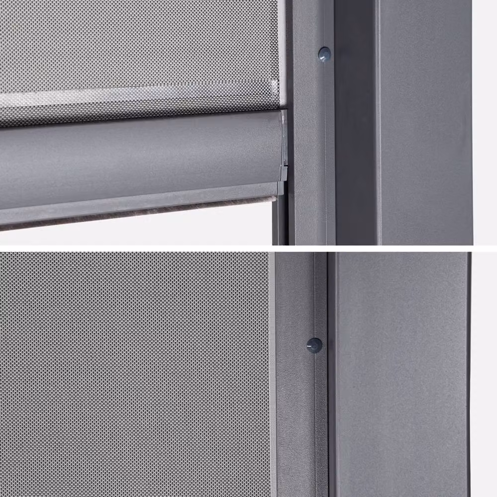 Sweekeet Aluminium Louvered Pergola in Dark Grey with 2 x 3m Blinds and 1 x 4m Blind, W: 4 m, D: 3 m – 4