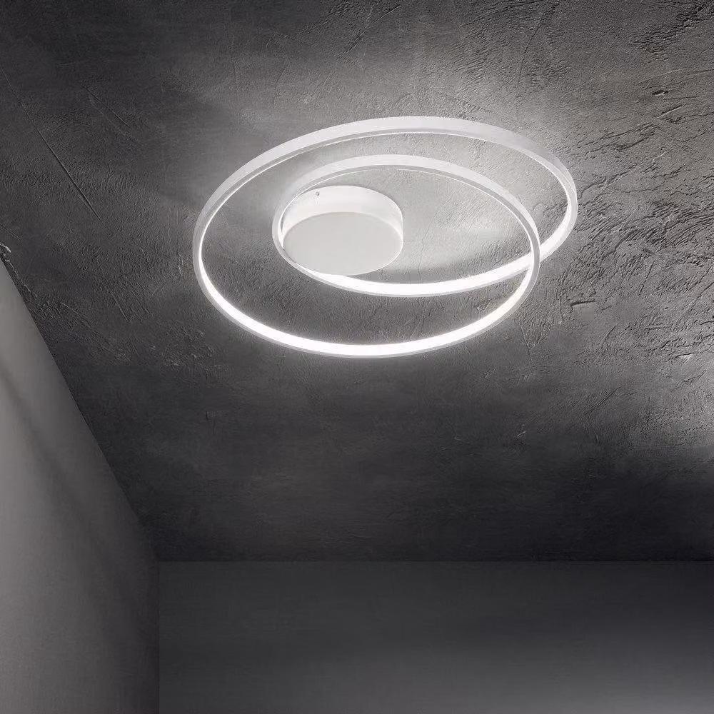 Netlighting Oz LED Decorative Swirl Semi Flush Ceiling Light, White, 3000K Warm White – 2