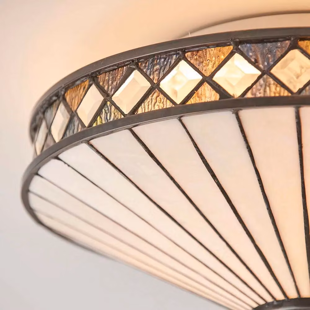 Loops Dark Bronze Flush Ceiling Light with Diamond Detailing, W/D/H: 41.5 x 41.5 x 17.0 cm – 2