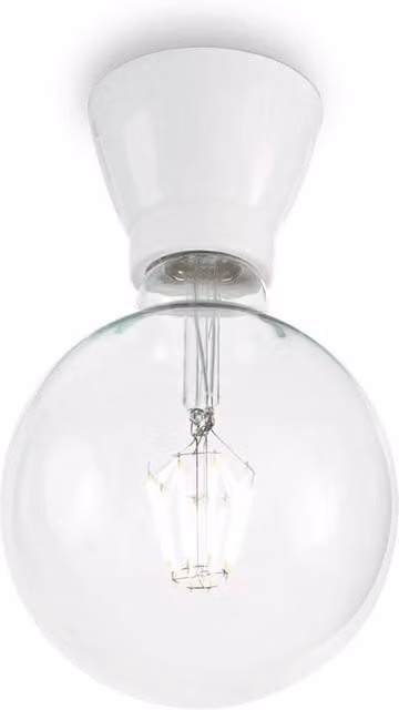 Netlighting Winery Single Light Ceiling Light in White Ceramic and Glass