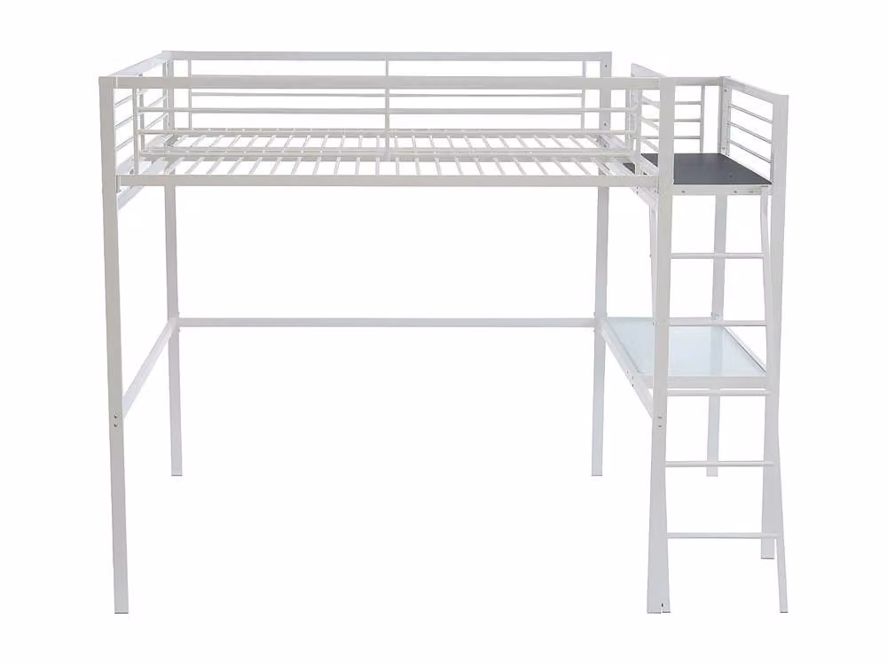 Vente-unique CASUAL II Loft Bed with Integrated Desk in White, W/D/H: 190 x 140 x 158 cm – 2