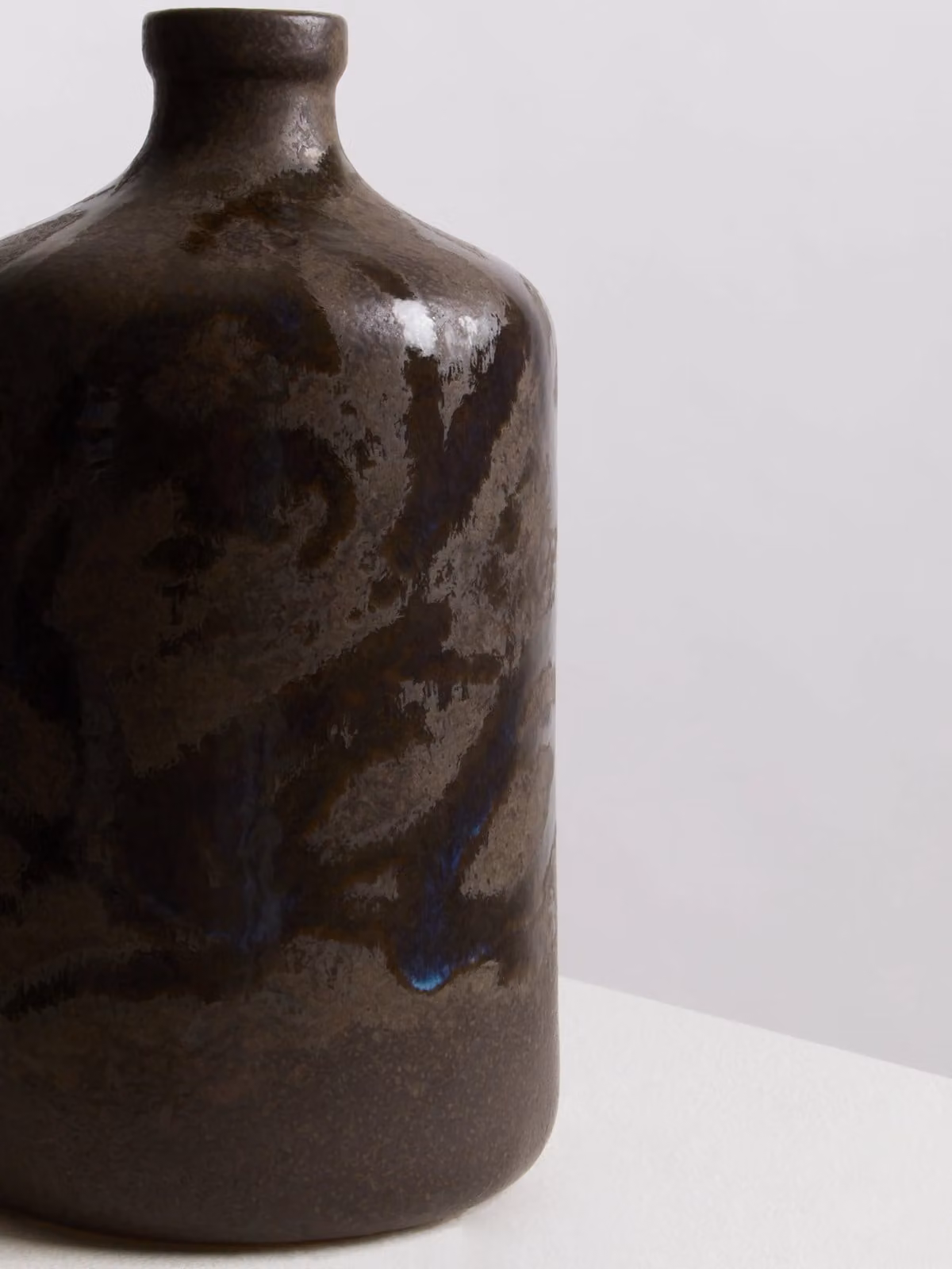Orsina Brown Ceramic Bottle Vase with Boho Chic Abstract Design – 3
