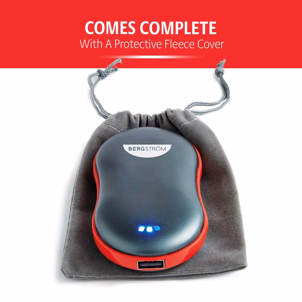 Bergstrom Rechargeable Hand Warmer with Fleece Cover in Black and Multicolour – 5