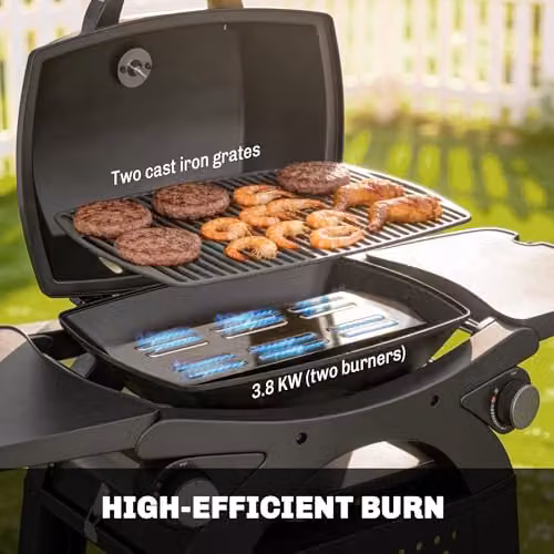 Outsunny 2 Burner Gas Grill with Cast Iron Grates and Cart in Black – 4