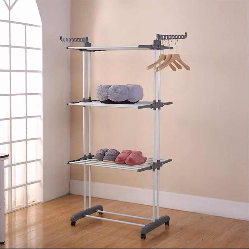 Hinsinc 4 Tier Foldable Clothes Airer Rack in Grey – 3