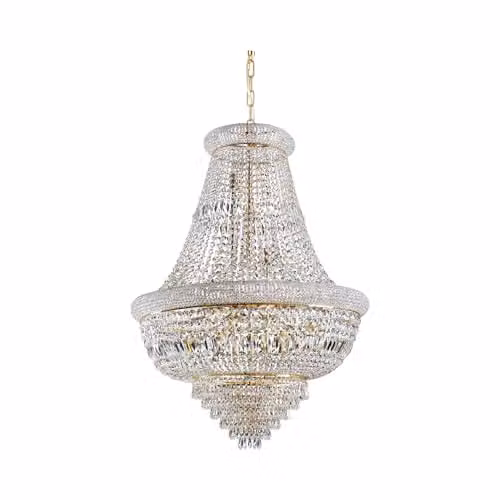 Ideal Lux Dubai Gold Crystal Indoor Ceiling Chandelier Pendant Lamp with 24 E14 Lights