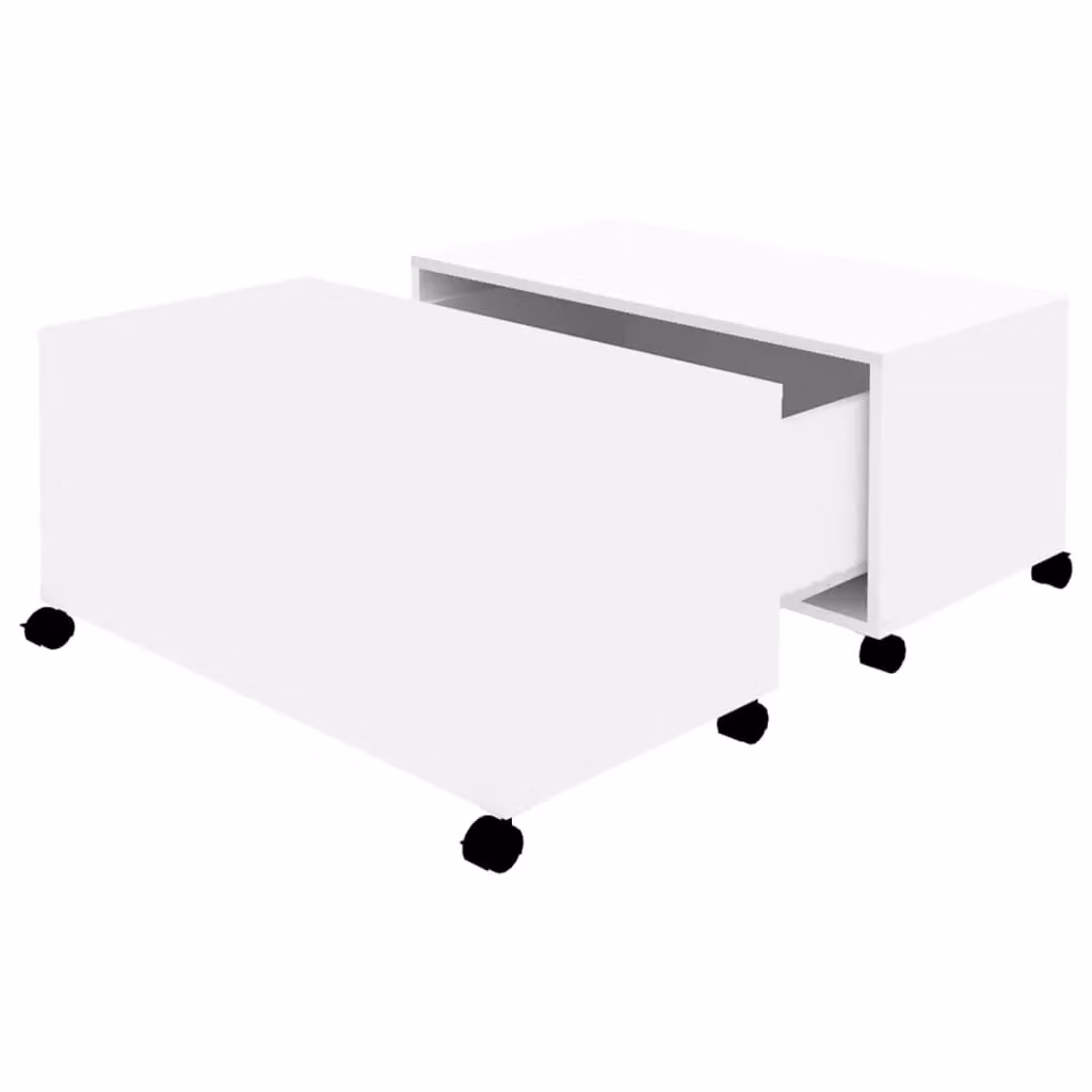 Berkfield Home White Square Coffee Table with Castors, W/D/H: 75 x 75 x 38 cm – 2