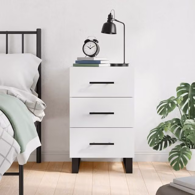 Berkfield Home White Modern Bedside Cabinet W/D/H: 40 x 40 x 66 cm – 1
