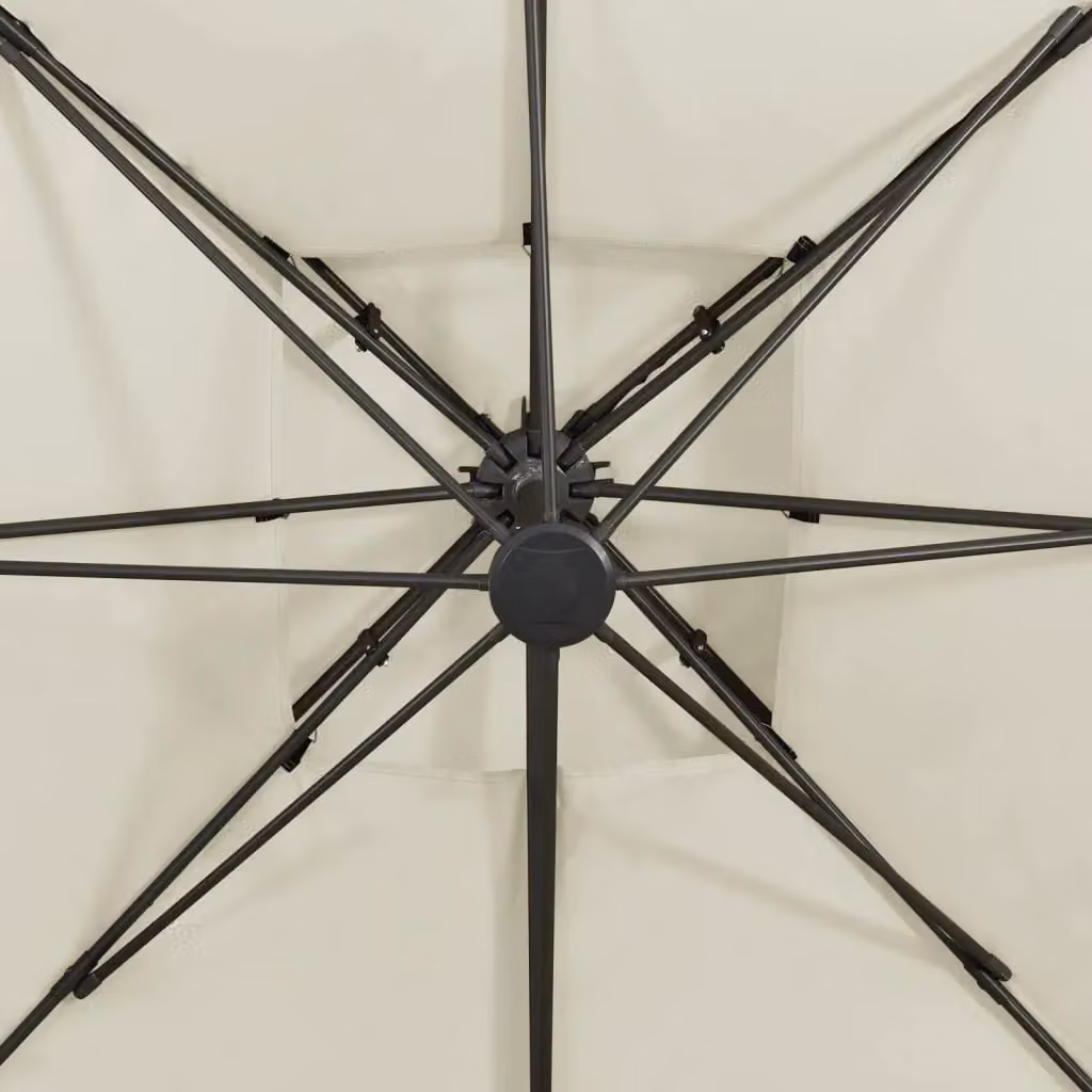 Berkfield Home Cantilever Garden Parasol with Double Top in Sand and White, W/D: 300 x 300 cm, H: 258 cm – 2