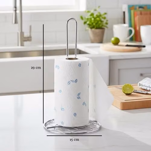 Premier Housewares Silver Metal Kitchen Roll Holder, H29 x W15 x L15 cm – 2