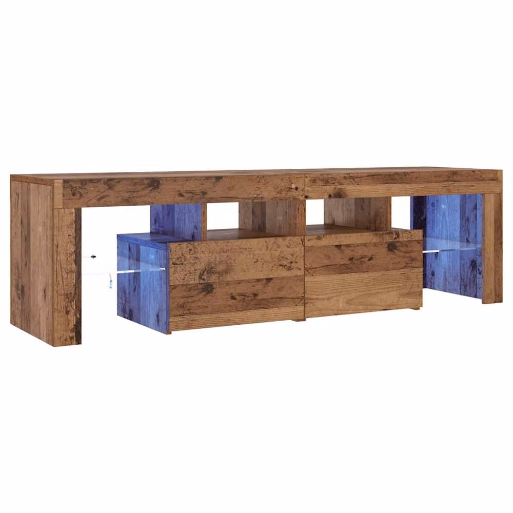Berkfield Home TV Cabinet with LED Lights in Old Wood Brown, W/D/H: 140 x 36.5 x 40 cm – 4