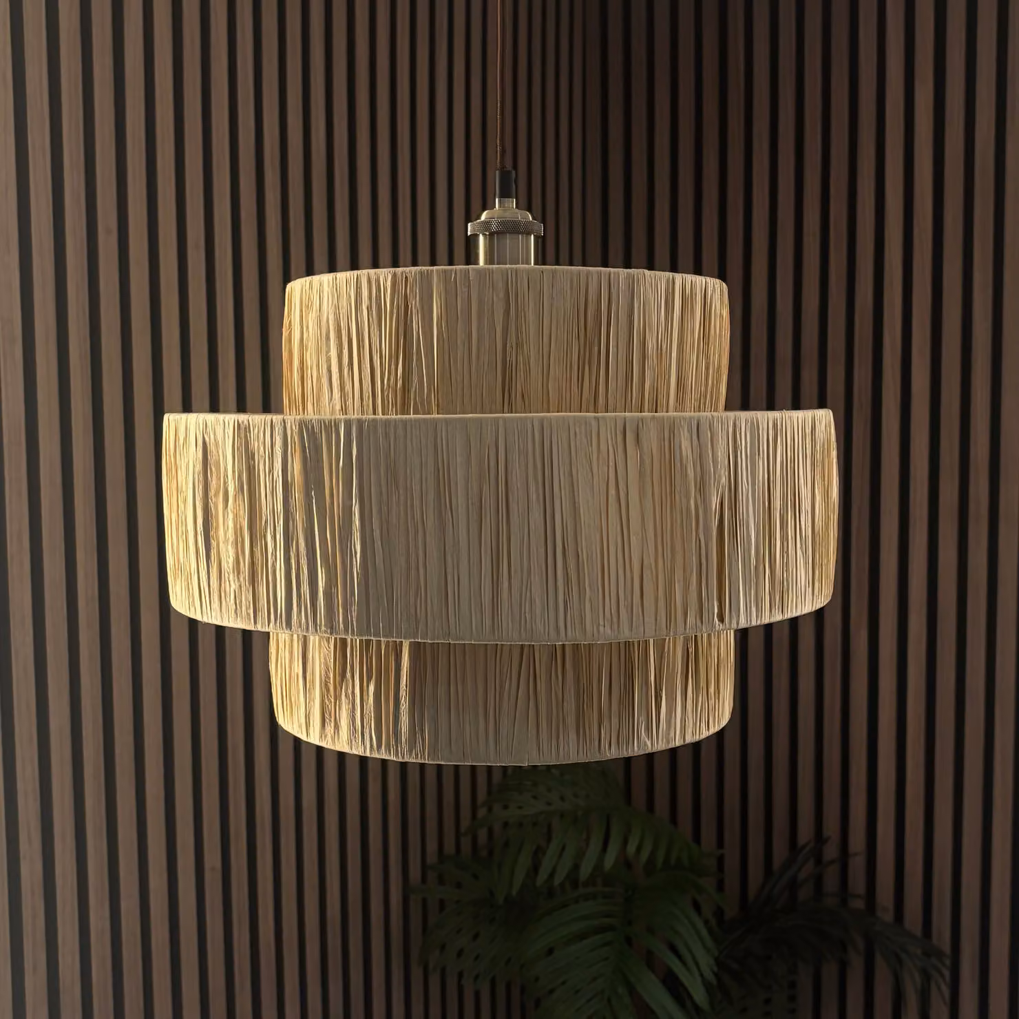 CGC Kefira Handmade Straw Paper Lampshade, Beige, E27, W: 40 cm, H: 28 cm – 2