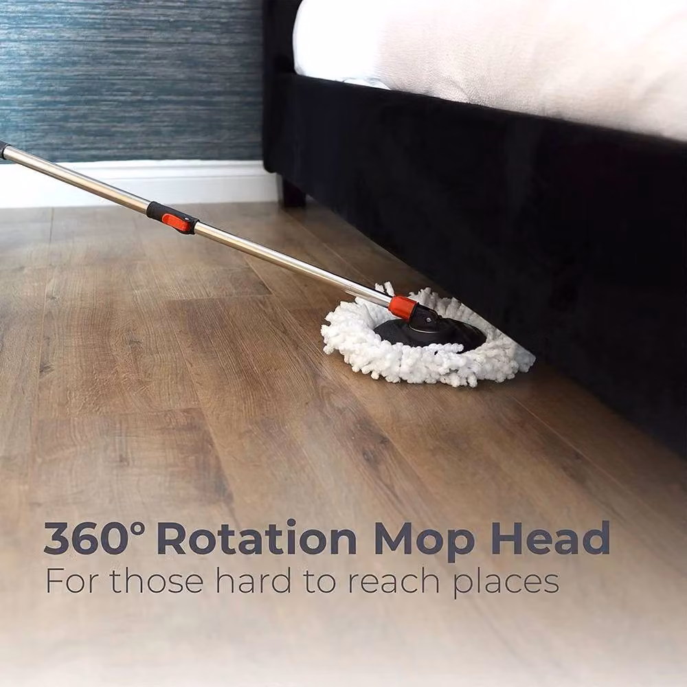 FLAVORA Full Mop Set with Wringer and Two Microfibre Replacement Heads in Black – 3