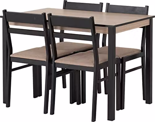 Seconique Radley Black Dining Table and 4 Chairs Set – 2