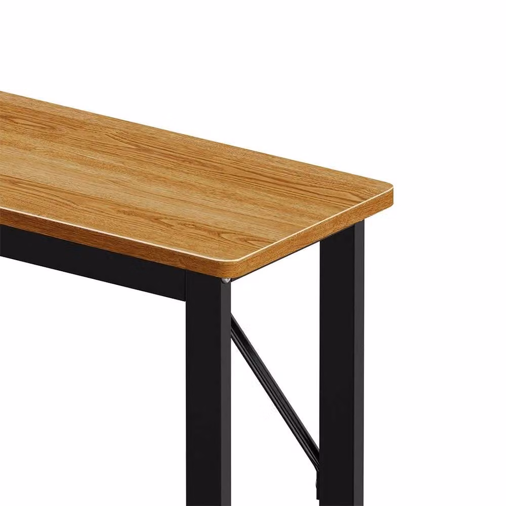 PAWNORA Industrial 1-Tier Console Table with Black Metal Frame and Brown MDF Top – 3