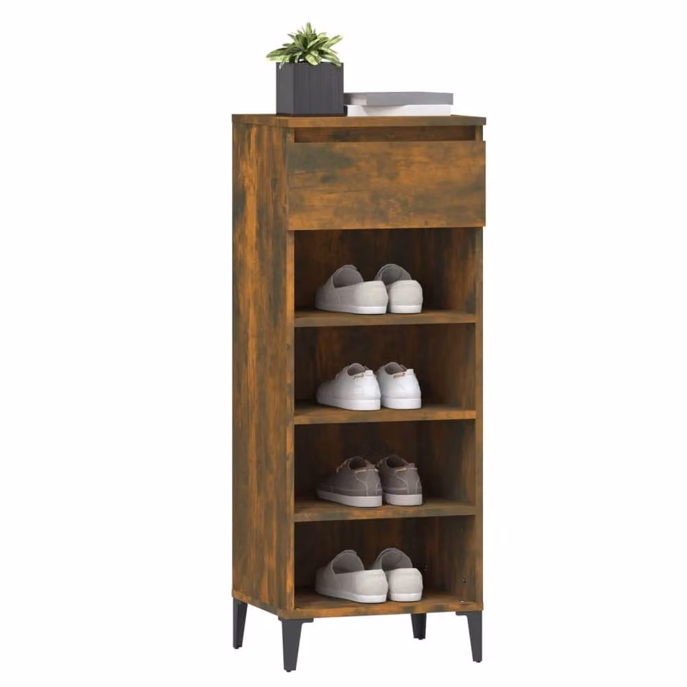 Berkfield Home Smoked Oak Shoe Rack in Brown, W: 40 cm, D: 36 cm, H: 105 cm – 3