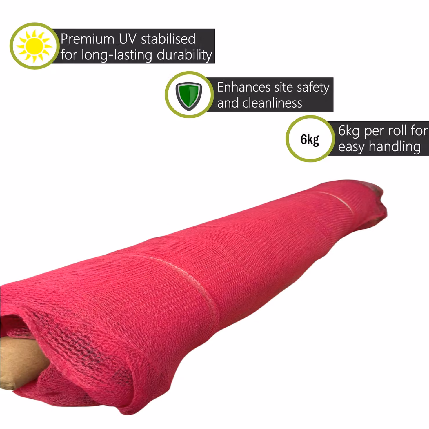 Pegdev Pink Heavy Duty UV Resistant Plastic Debris Safety Netting for Scaffolding 50m Roll – 2