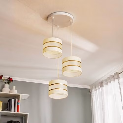 Netlighting Helam Helen Cluster Pendant Ceiling Light in White and Gold/Brass, Diameter: 35 cm – 2