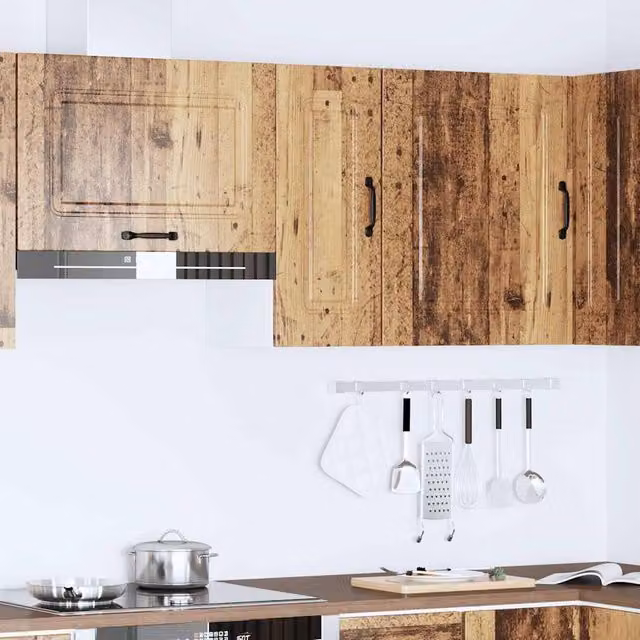 Berkfield Home Kalmar Kitchen Wall Cabinet in Brown Old Wood Engineered Wood, W/D/H: 60.0 x 20.0 x 31.0 cm