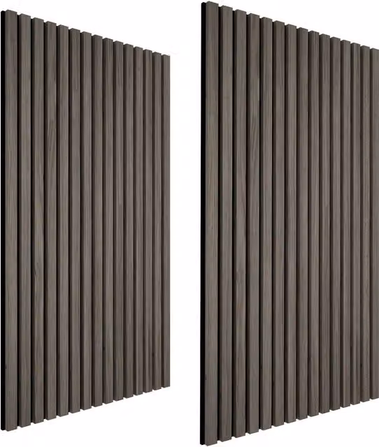 tectake Set of 2 Sound-Absorbing Acoustic Wall Panels with Wood Look and MDF, Grey, W: 120 cm, D: 60 cm, H: 2.1 cm – 8