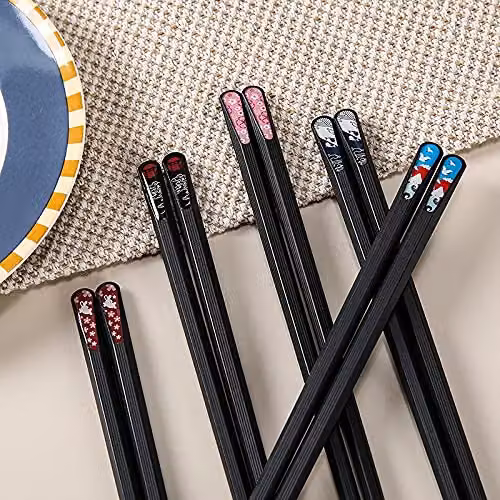 JINGYAN Black Matte Fiberglass Chopsticks with Non-Slip Handle, 1 Pair Rabbit Design – 3