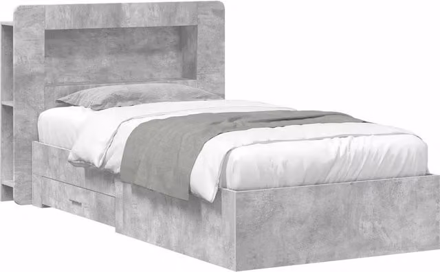 Berkfield Home Modern Bed Frame with Storage Drawers and Headboard in Grey, W/D/H: 75 x 190 cm – 1