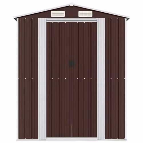 vidaXL Garden Shed Outdoor Storage House in Dark Brown, Galvanised Steel, W: 192 cm, D: 191 cm, H: 223 cm – 4