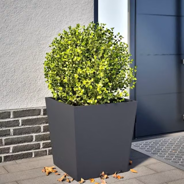 Berkfield Home Steel Garden Planter Tub in Anthracite Black, W/D/H: 50 x 50 x 50 cm – 1