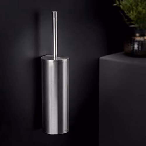 COSMIC Freestanding Toilet Brush Holder with Brush in Light Grey Matte Stainless Steel, W/D/H: 9.5 x 9.5 x 39 cm – 3