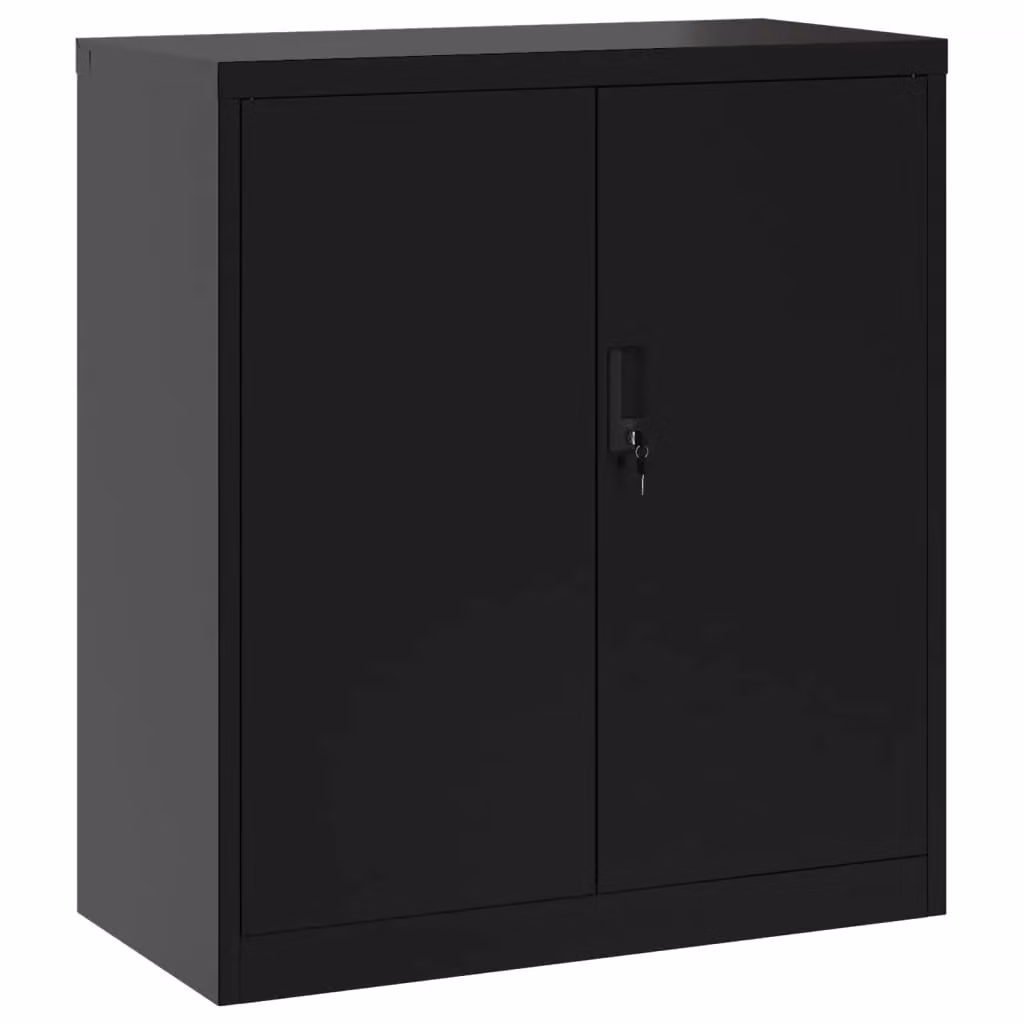 Berkfield Home Black Metal File Cabinet with Lock and Adjustable Shelves, W/D/H: 79 x 40 x 90 cm – 2