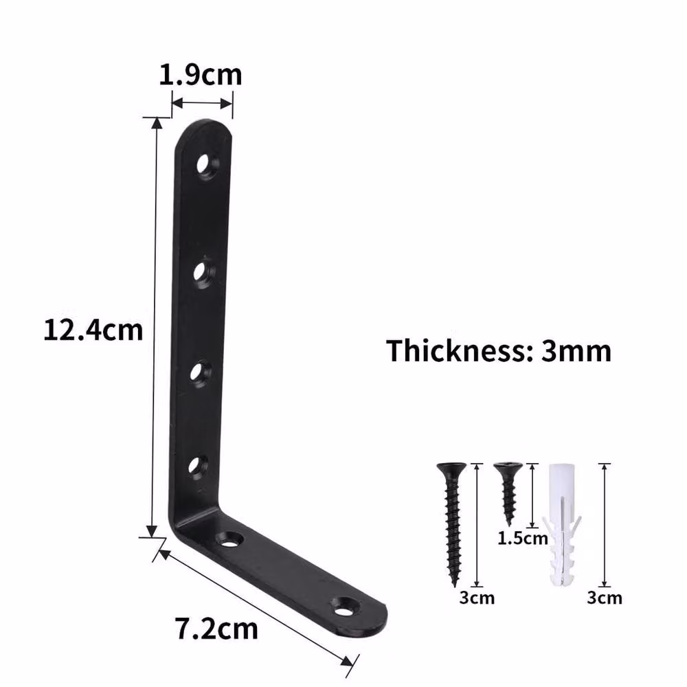 FLAVORA 4-Piece Heavy Duty Cast Iron Shelf Bracket Supports in Black – 4