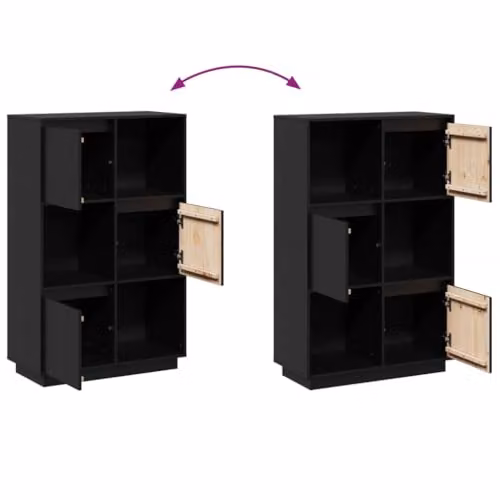 vidaXL Rustic Black Solid Wood Pine Highboard with Hinged Doors, W/D/H: 74 x 35 x 117 cm – 4